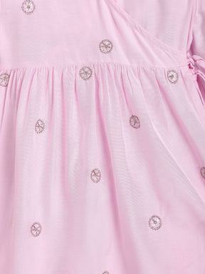 Tassel Twirl Pink Angrakha & Petal Pant Set