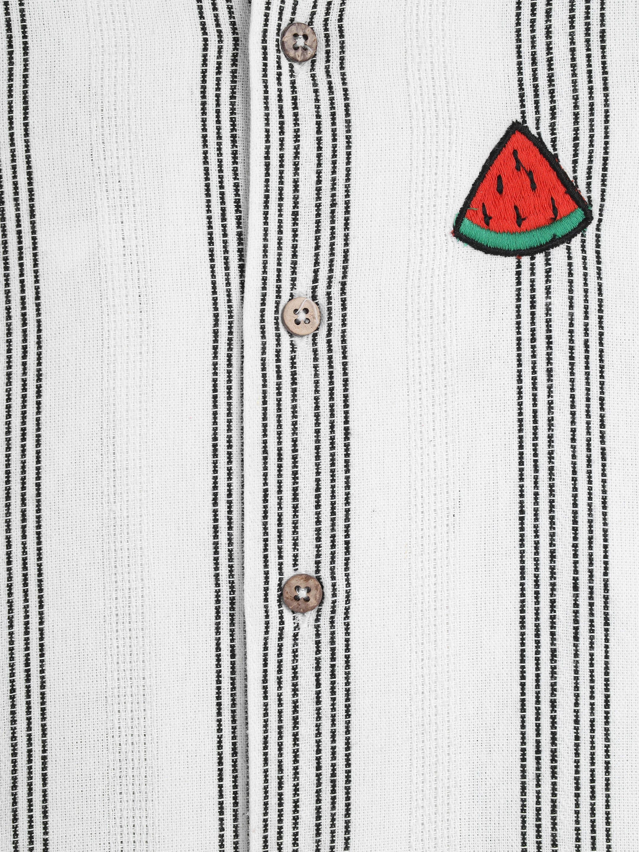White Grey Striper Shirt