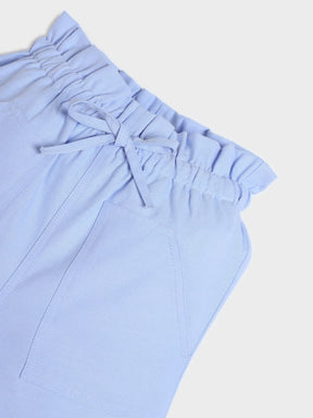 Pink Citrus Scallop Top & Paper Bag Shorts Set