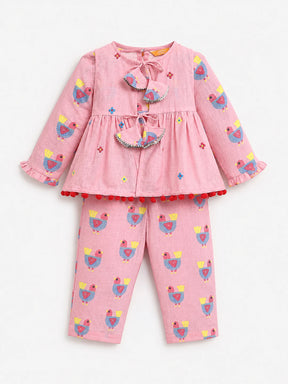 Printed Top Pajama & Shrug Set