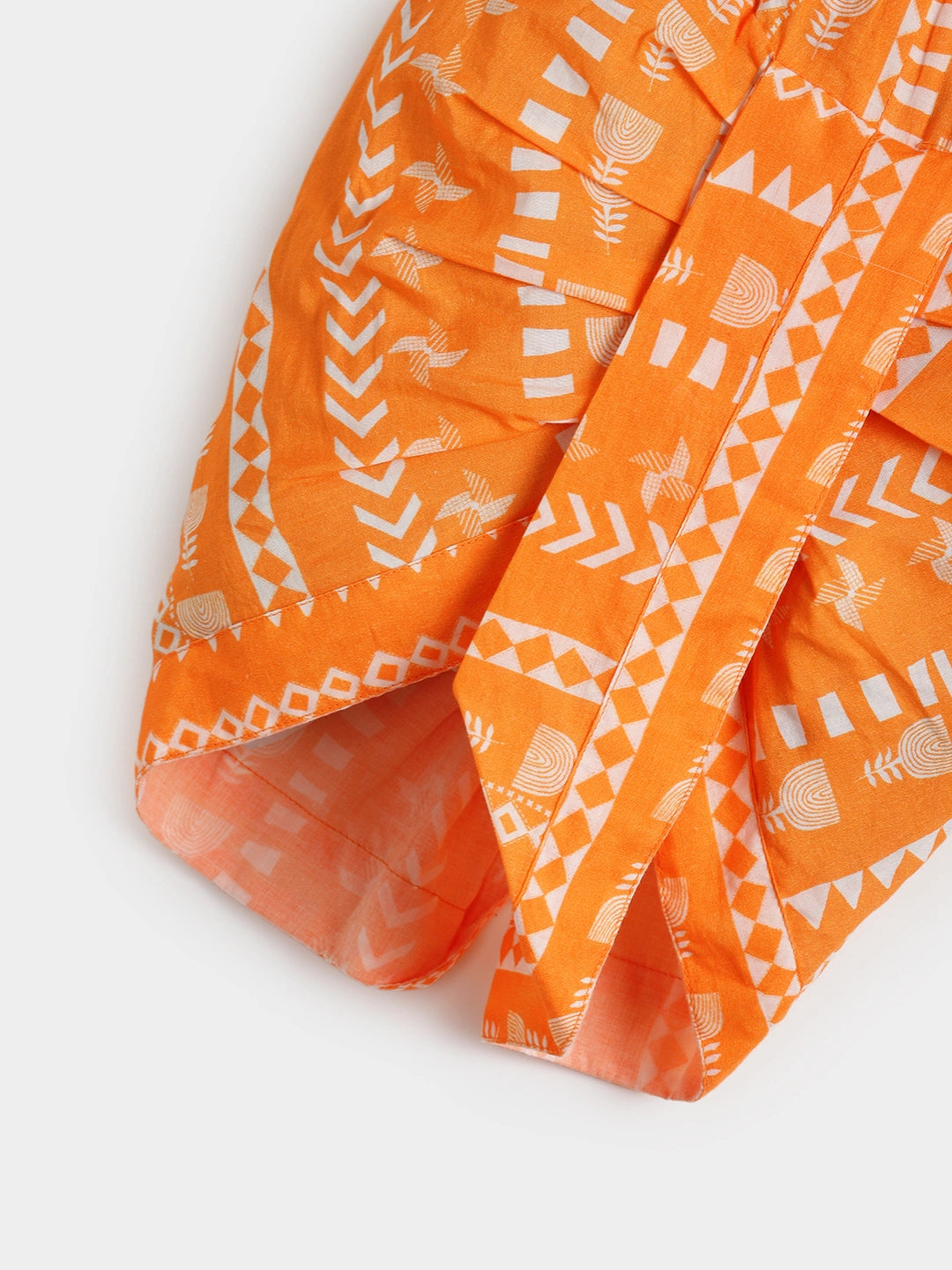 Orange Printed Kurta Dhoti Set