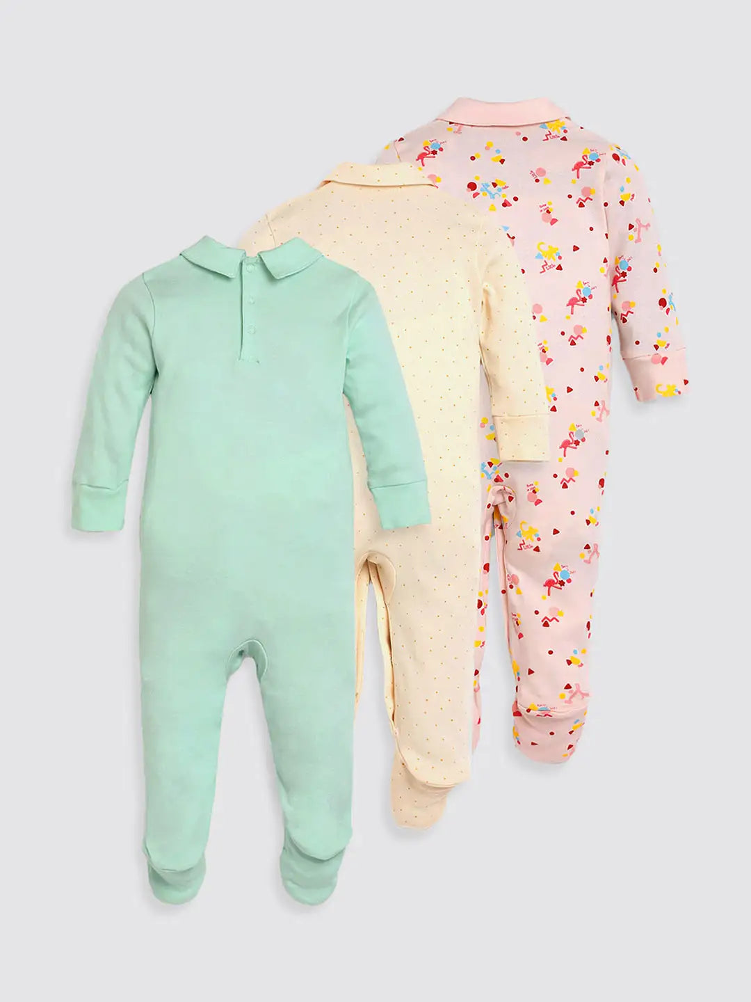 Footed Cotton Sleepsuit- Pack of 3