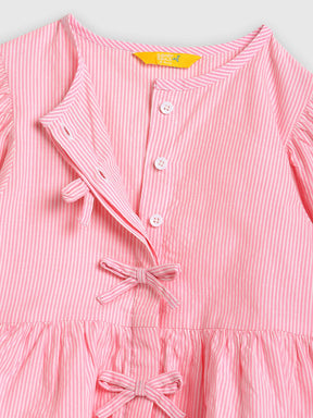 Bow Detail Top & Scallop Denim Set