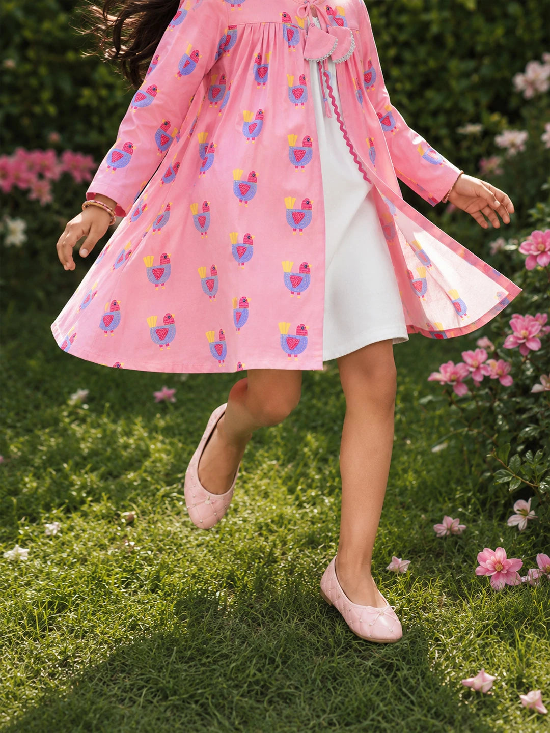 Printed Cotton Dress with Shrug