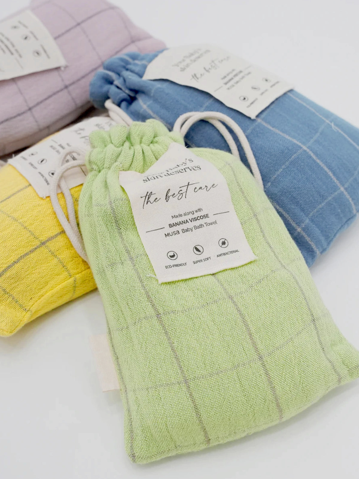 Banana Double Cloth Baby Towel Set- Green Somersault