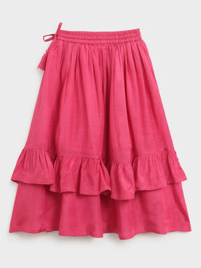 Pink Pinwheel Embroidered Top & Skirt Set