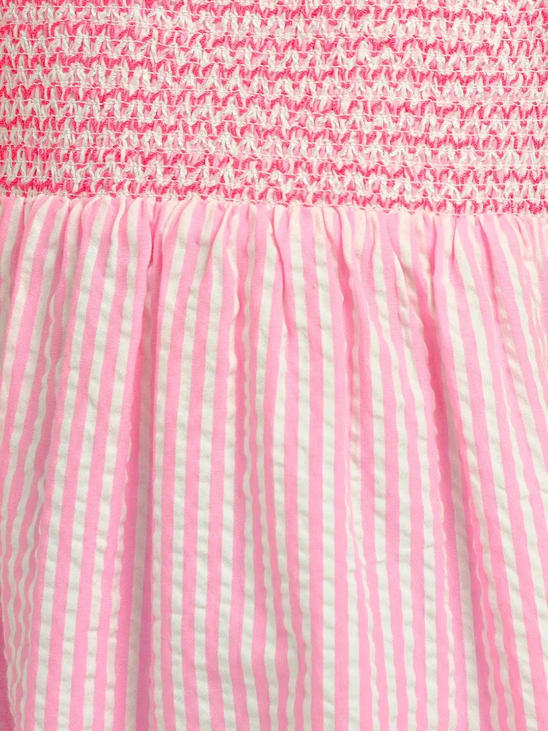 Strawberry Striped Cotton Smocked Tier Dress