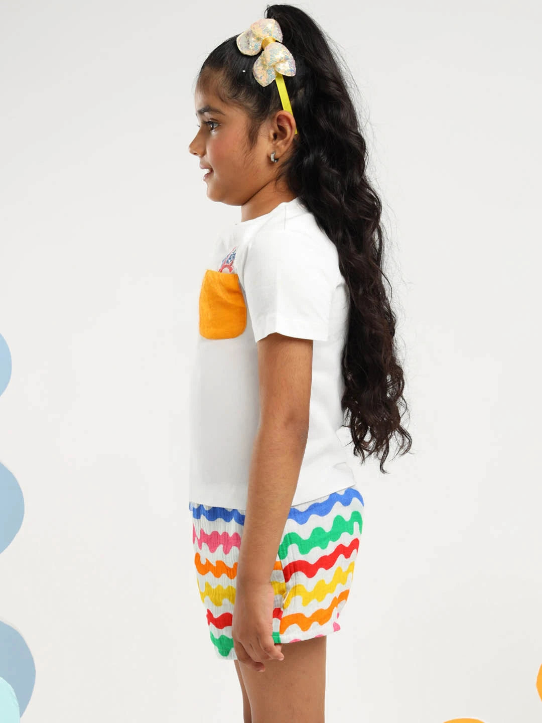 Girls Pocket Detail T-Shirt & Wide-Leg Pants Set