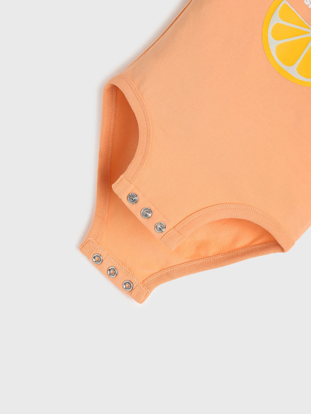 Orange Printed Bodysuit