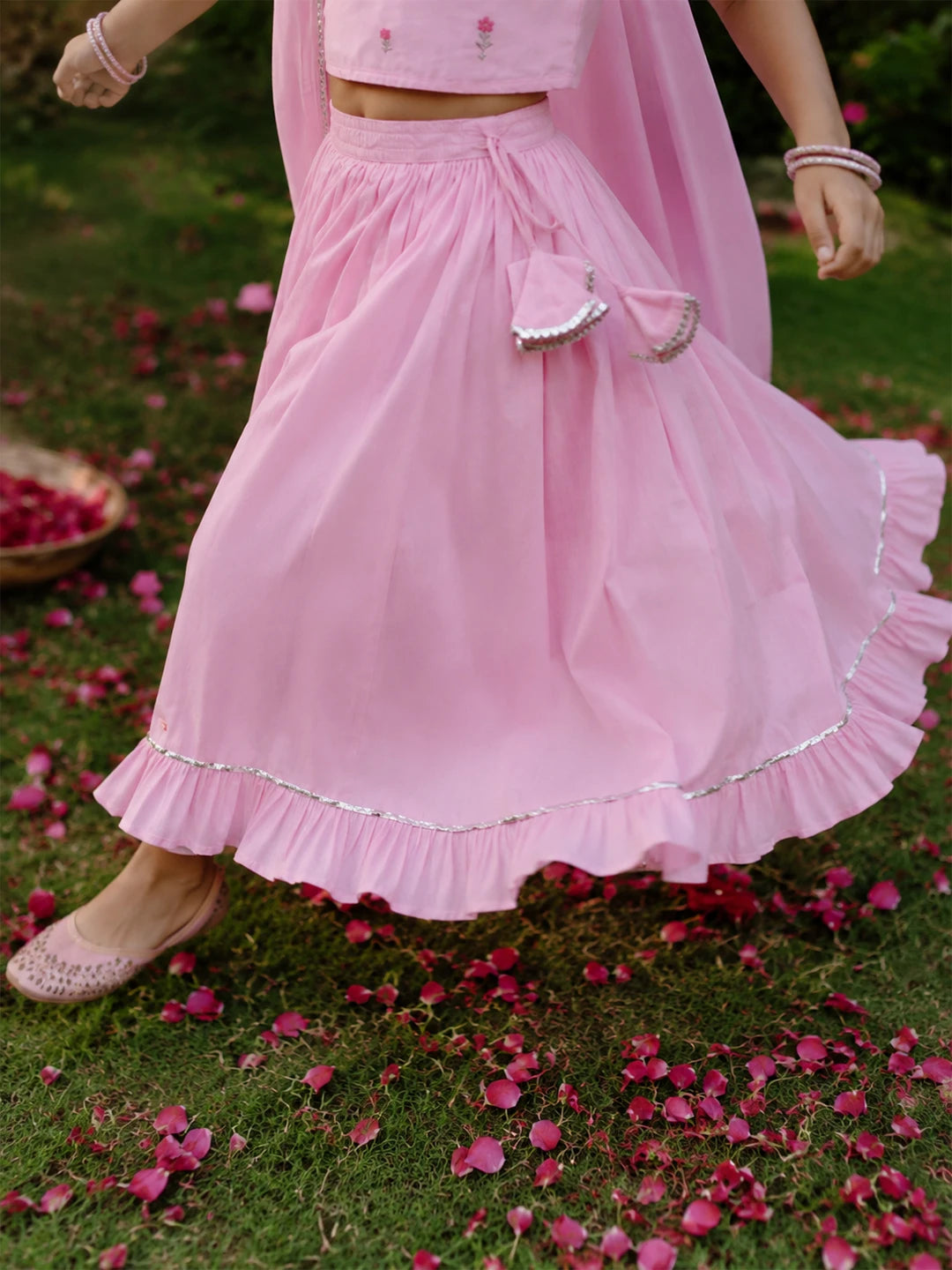 Embroidered Shantoon Lehenga Set