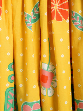 Yellow Bandhani Print Skirt Top Set
