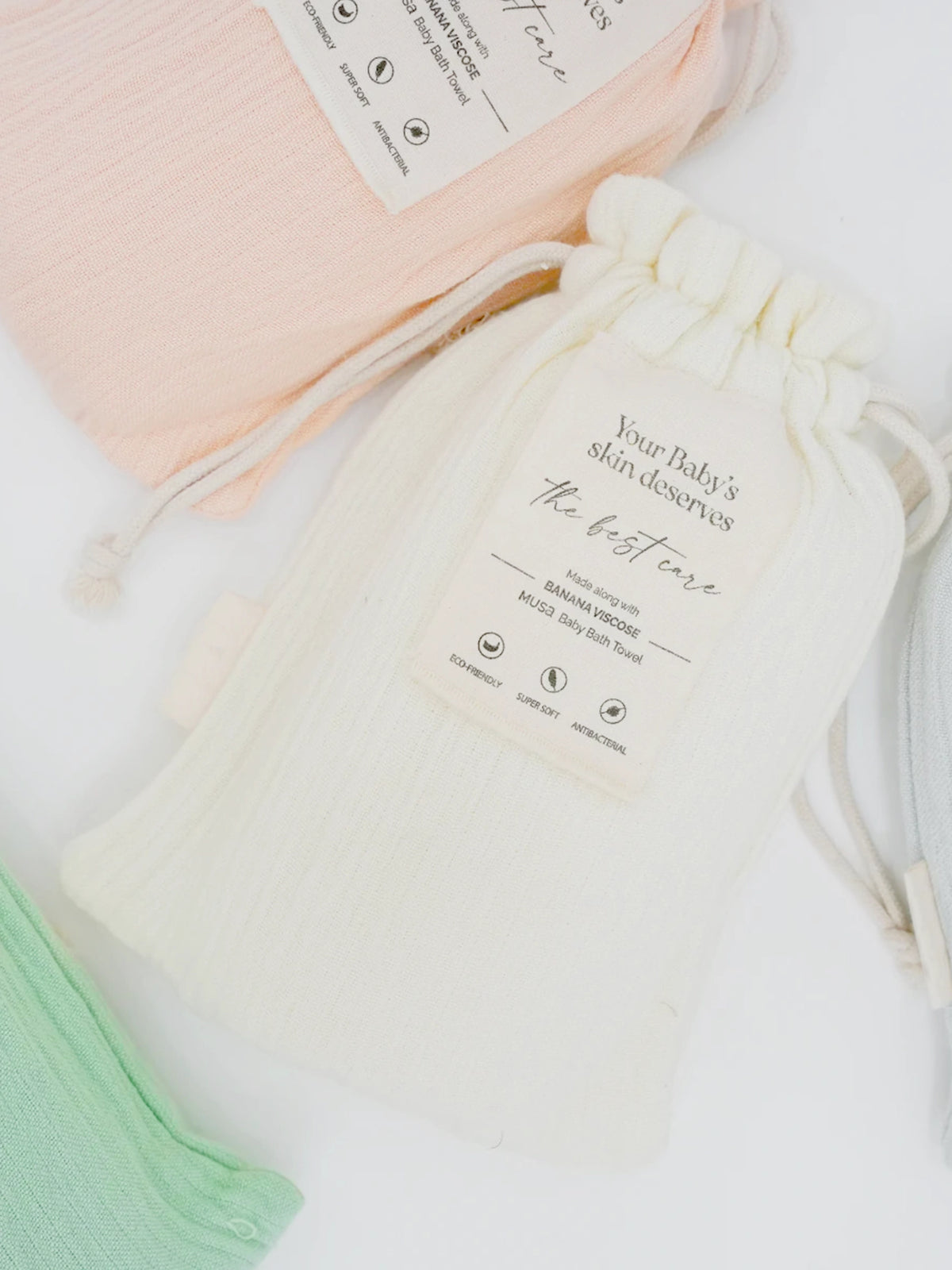 Banana Double Cloth Baby Towel Set- White Somersault