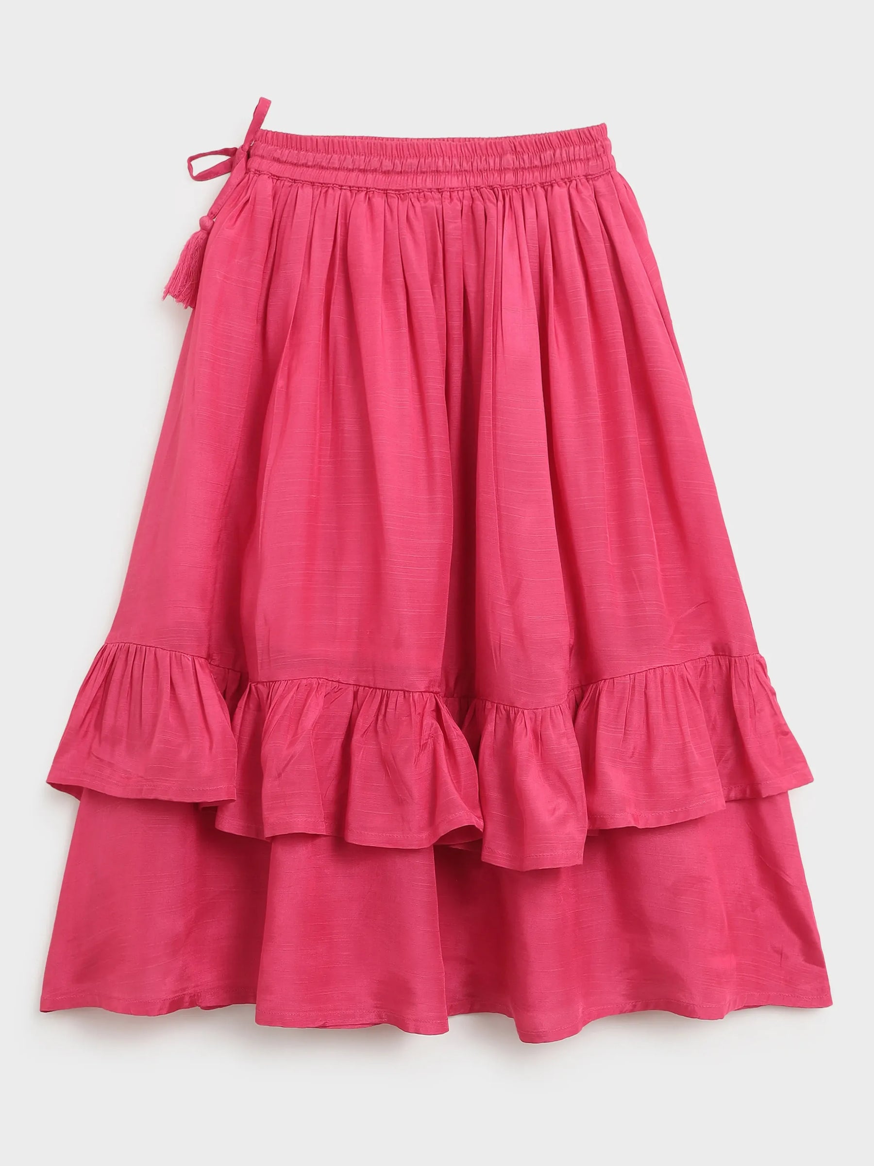 Pink Pinwheel Embroidered Top & Skirt Set