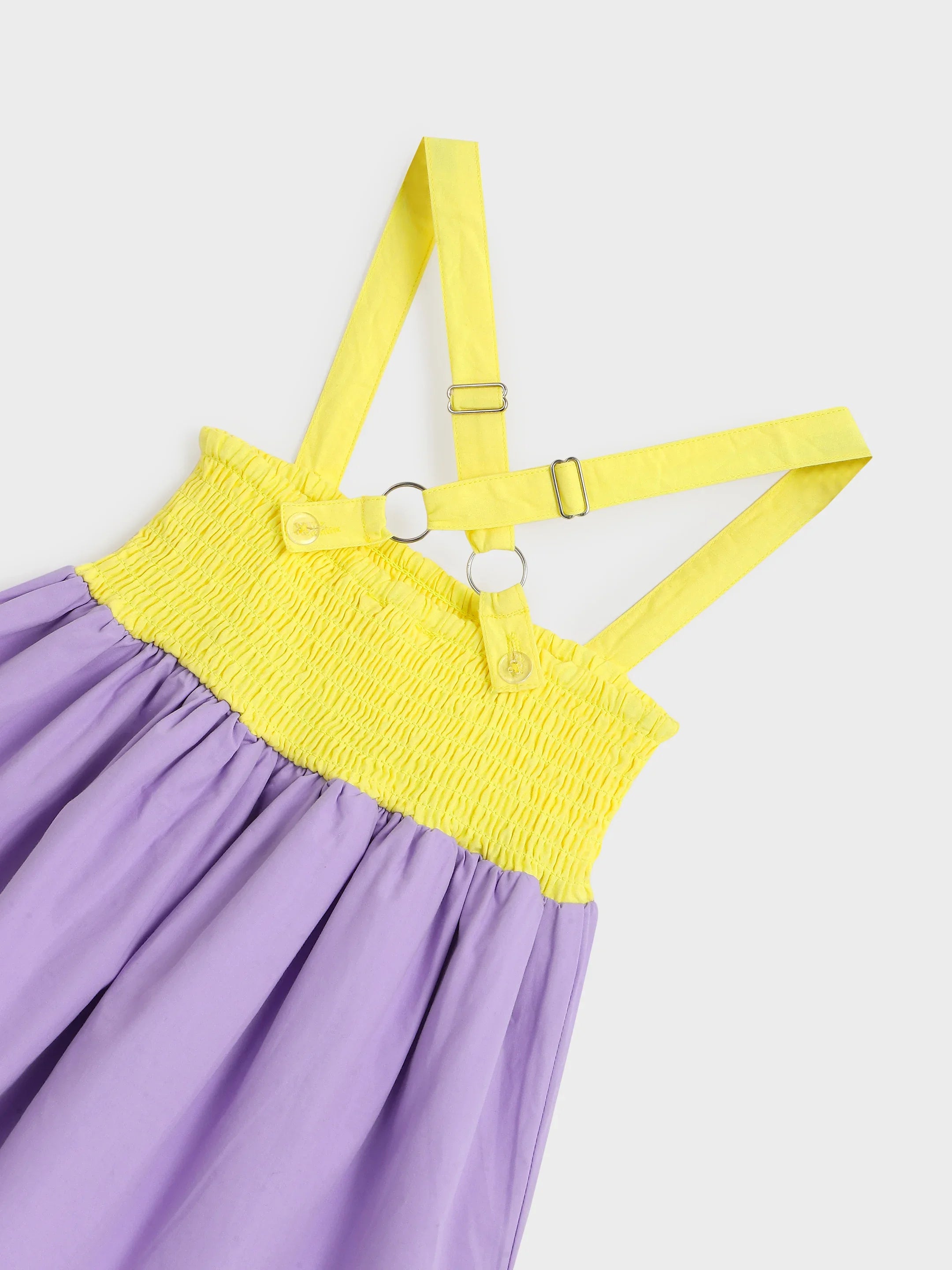 Lavender Smocked Strap Top with Lemon Embroidery