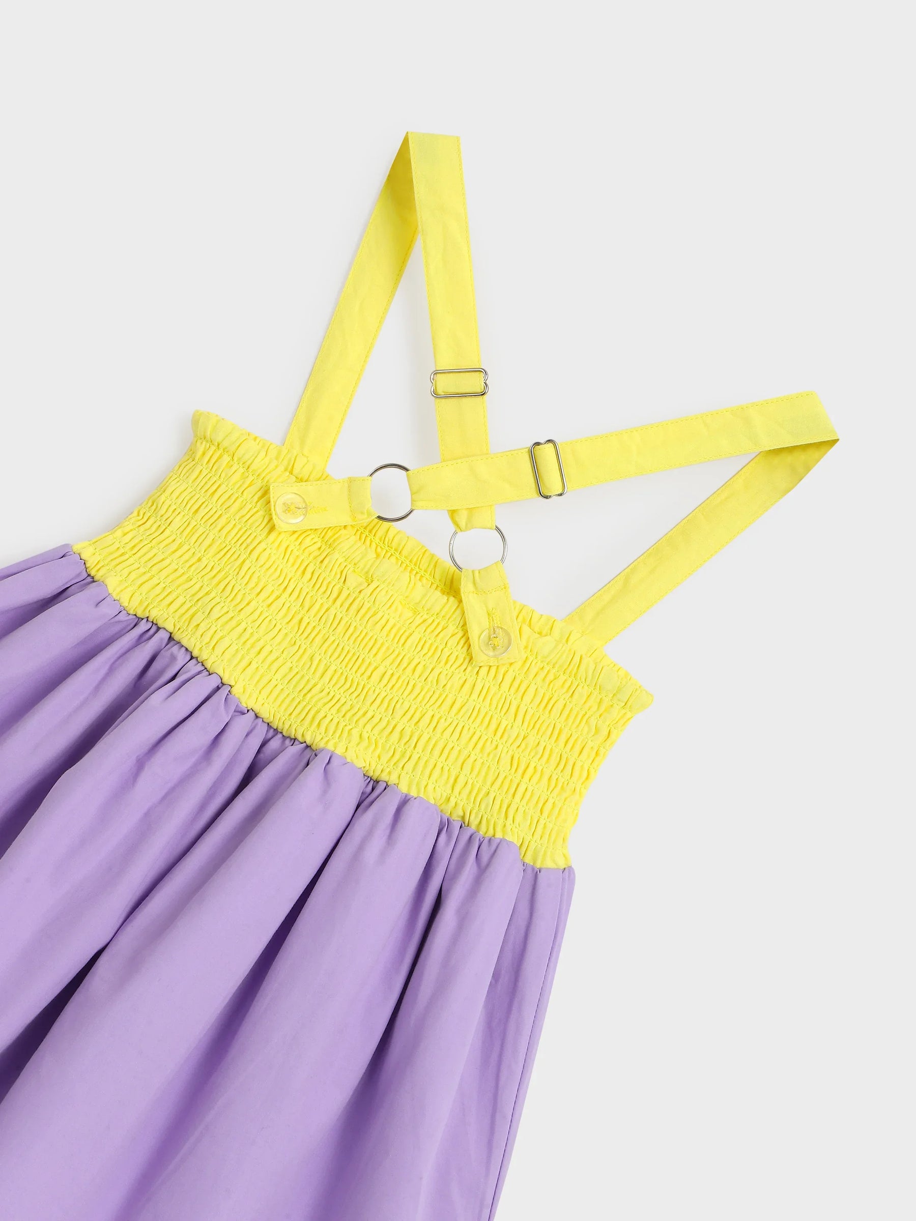 Lavender Smocked Strap Top with Lemon Embroidery
