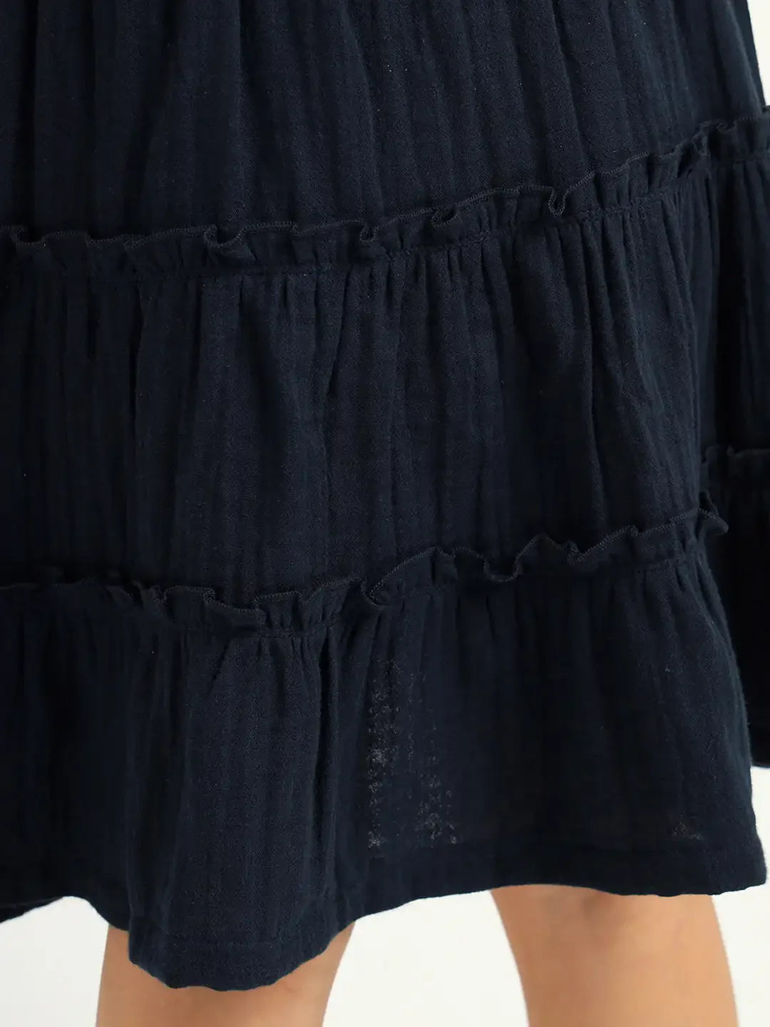 Deep Sea Striped Cotton Top & Tiered Skirt Set