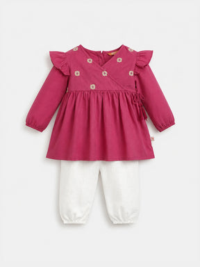 Embroidered Top Pajama Set