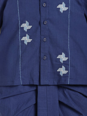 Blue Embroidered Dhoti Kurta Set