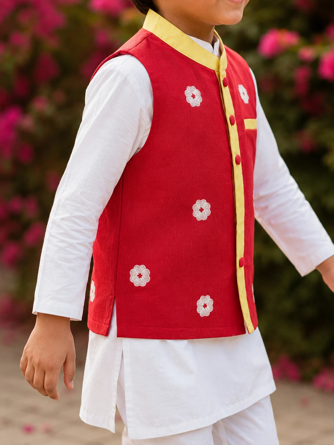 Red Orchid Nehru Jacket