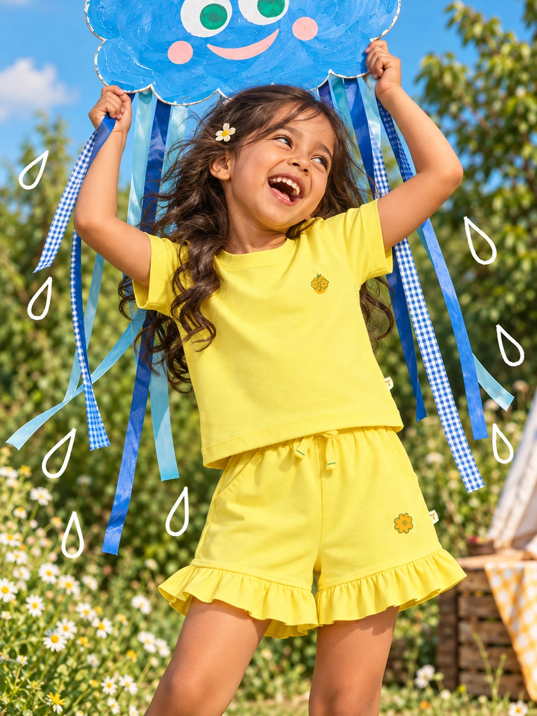 Playful Yellow T-Shirt & Shorts Set