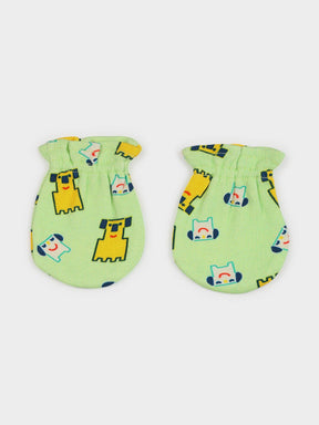 Pixel Dog Printed Cotton Sleepsuit with Mittens