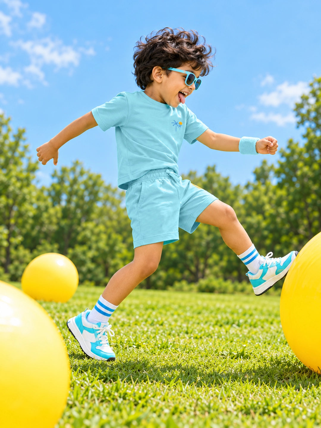 Aqua Blue T-Shirt & Shorts Set