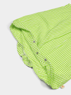Minty Lemonade Gingham Cotton Romper