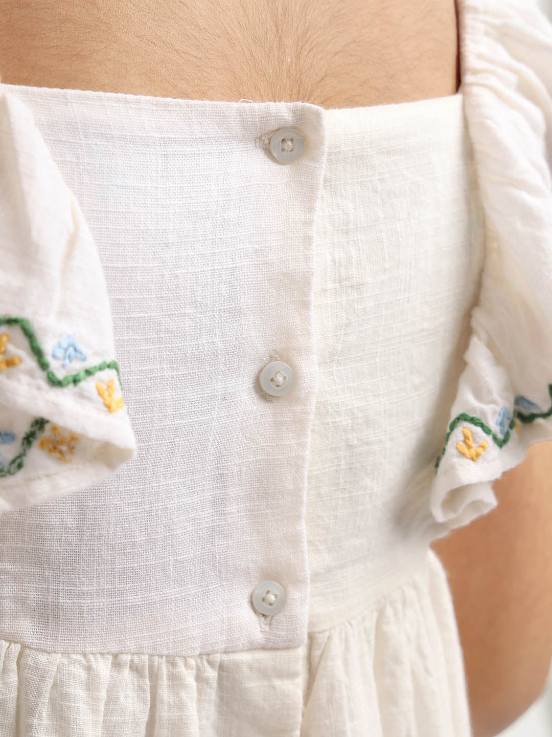 Oont Embridered Cotton A-Line Dress