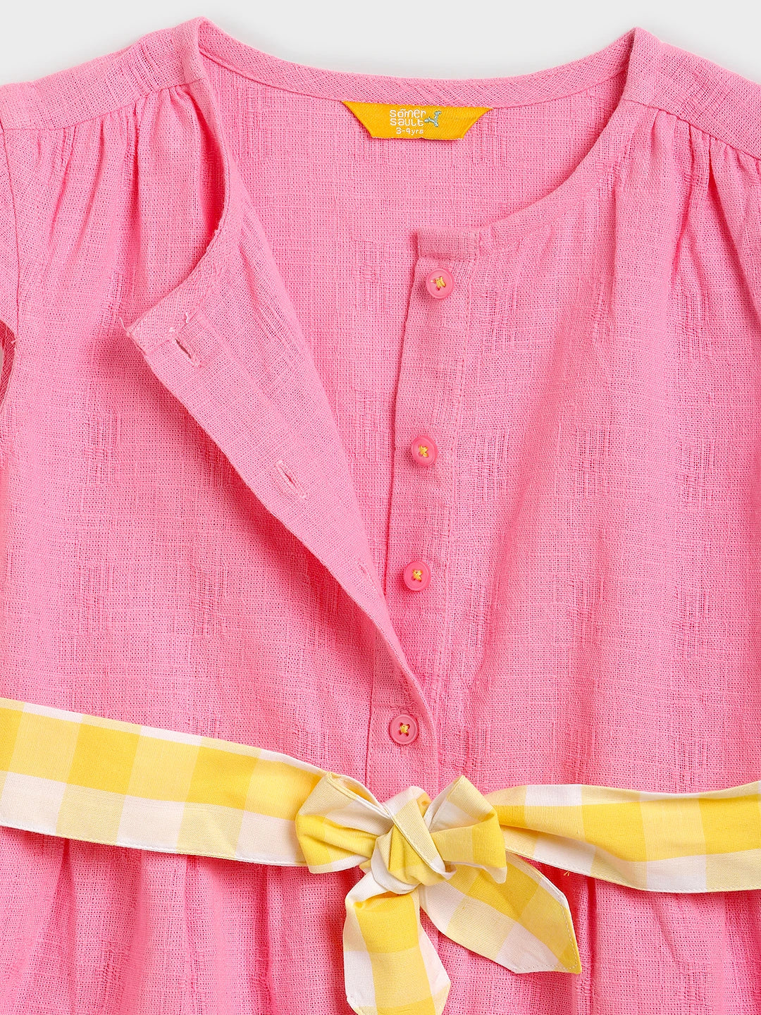 Pink Playsuit with Gingham Belt