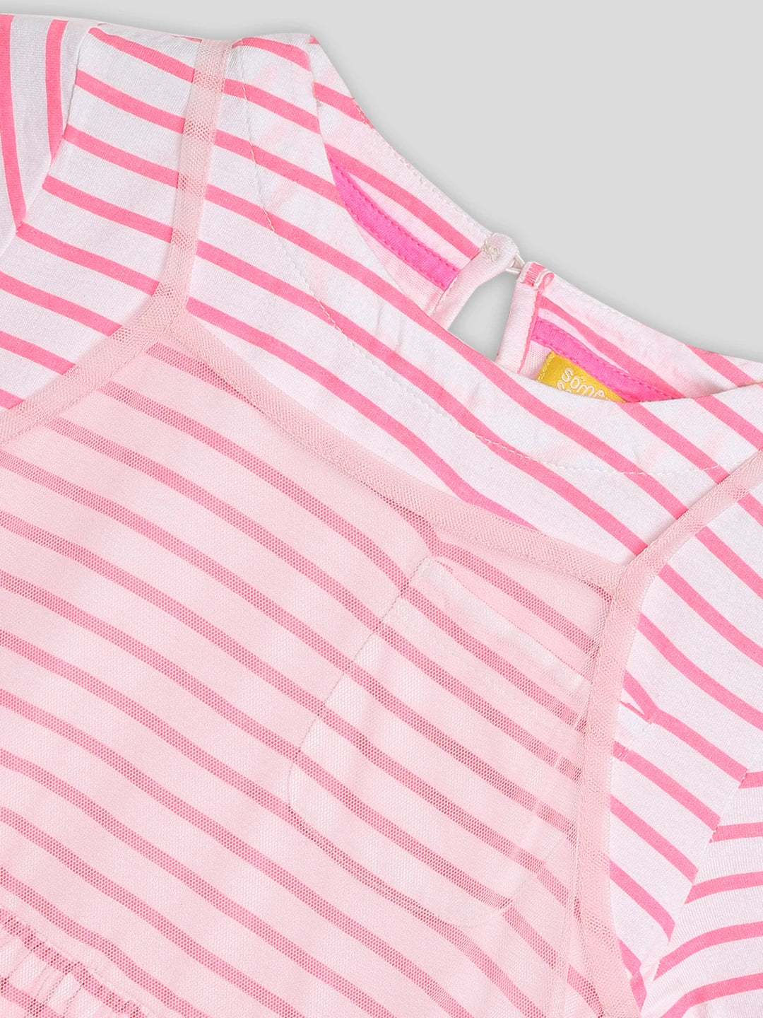 Pink Dress Set with Striped Dress & Tulle 3 Piece Set