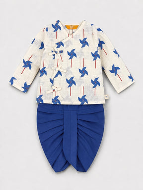 Printed Wrap Kurta Dhoti Set