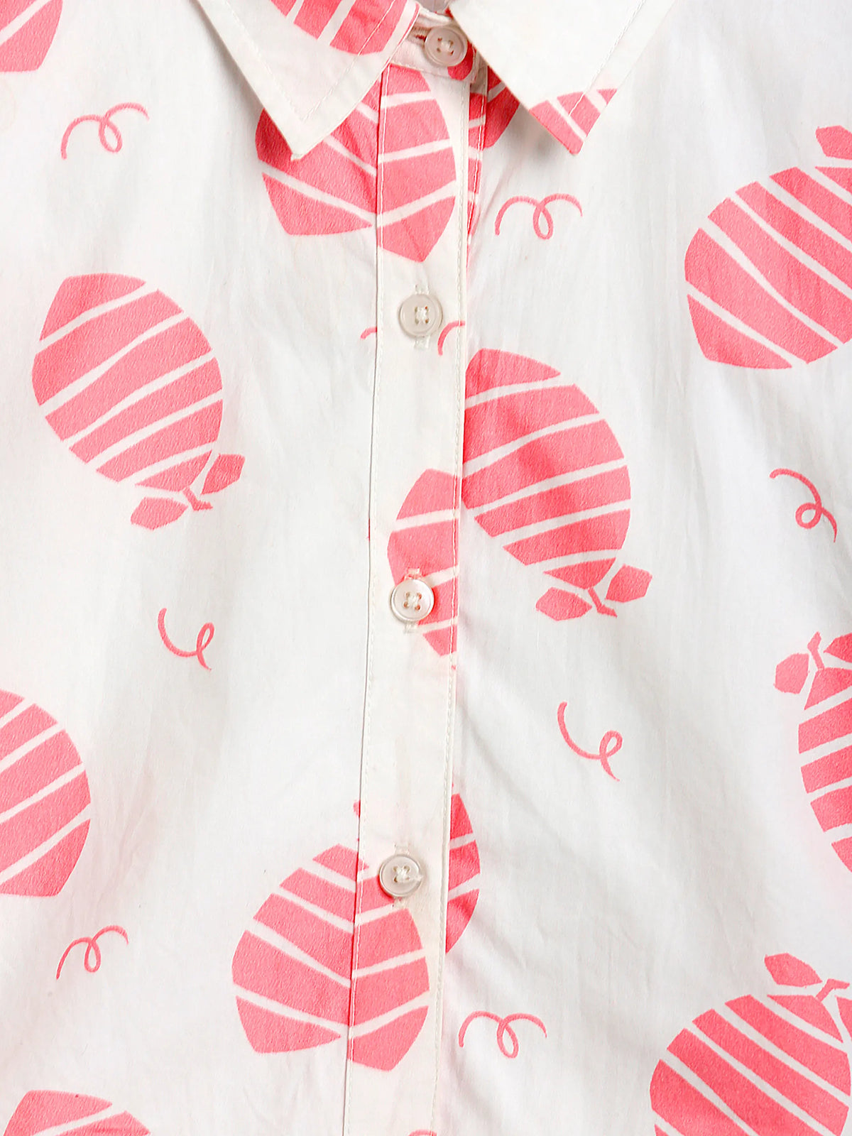 Blush Leaf Tie-Up Shirt for Girls