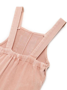 Pink Natural Dungaree With Green Tee