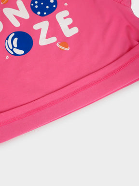 Snooze Pink Tee & Gingham Shorts Set