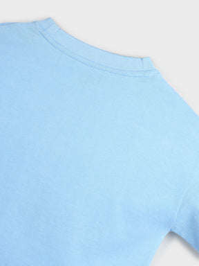 Sky Blue Palm Graphic Cotton T-Shirt