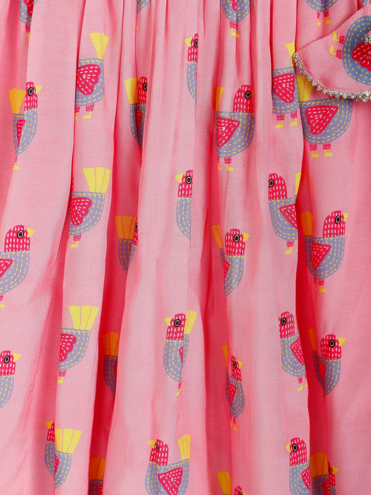 Pink Top and Printed Skirt Set