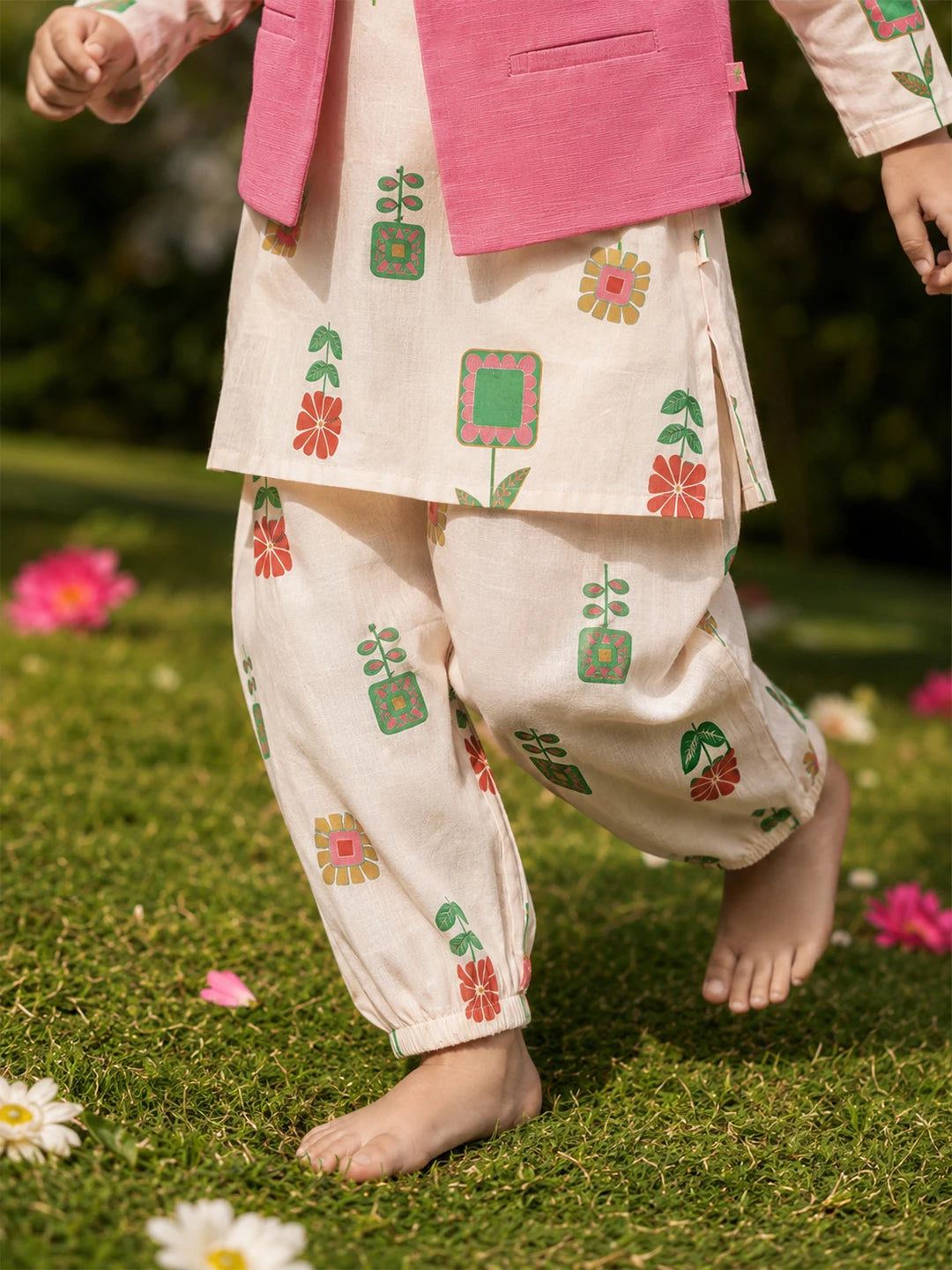 Printed Shantoon Kurta Pajama Jacket Set