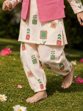 Printed Shantoon Kurta Pajama Jacket Set