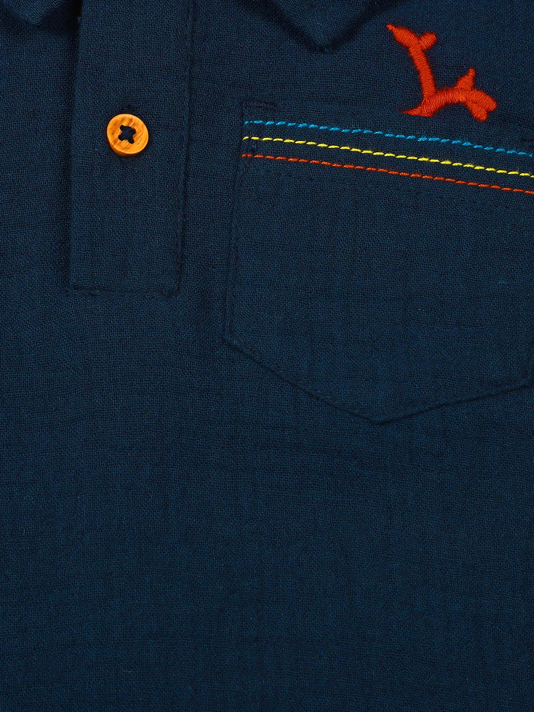 Deep Ocean Crinkled Cotton Shirt