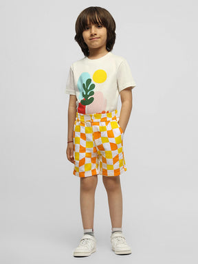 Citrus Checked Cotton Shorts