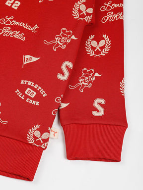 Red Athleisure Printed Sweatshirt