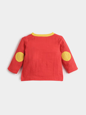 Red Hibiscus Kurta Set- Newborn