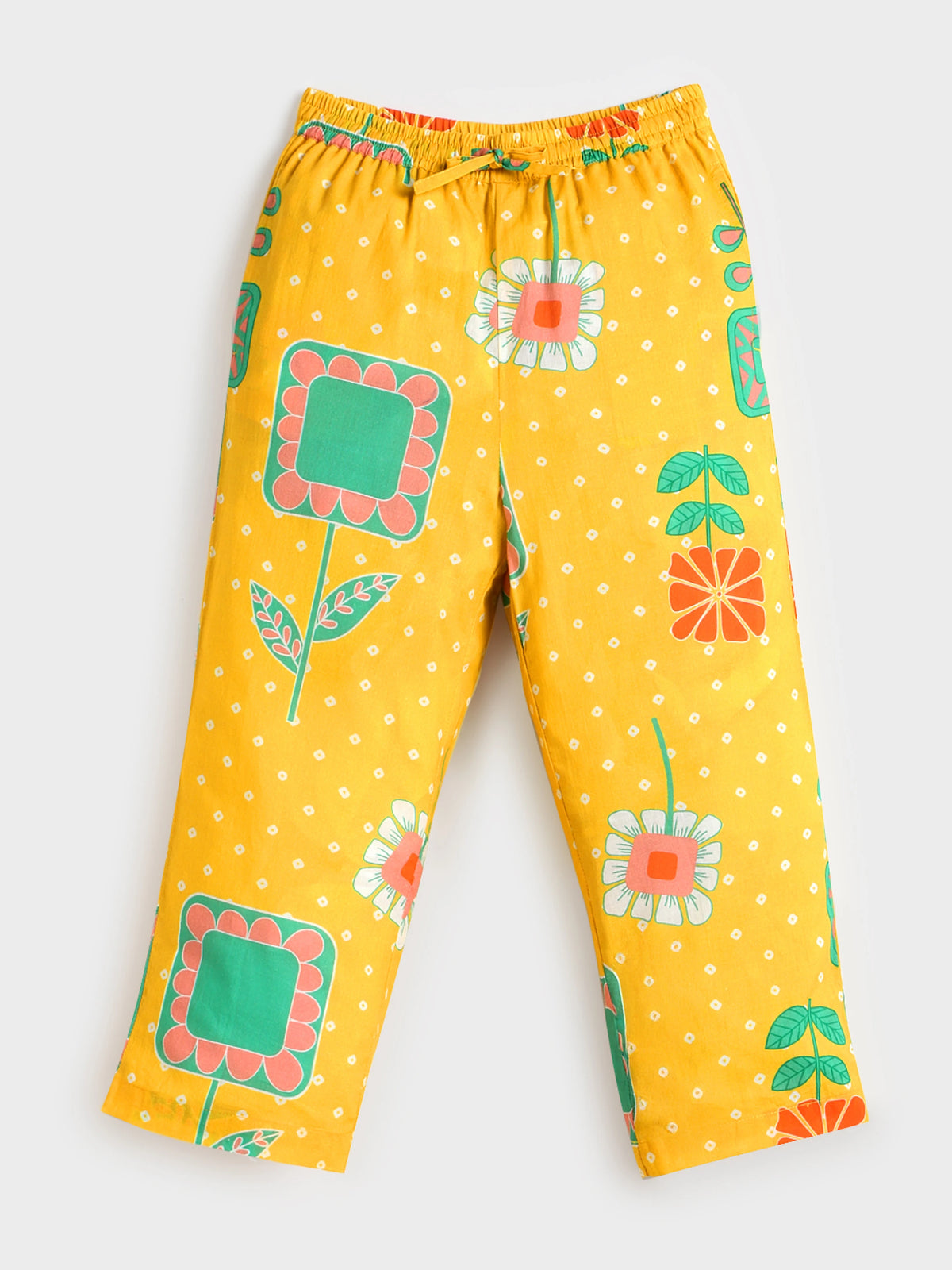Yellow Bandhani Print Pant Top Set