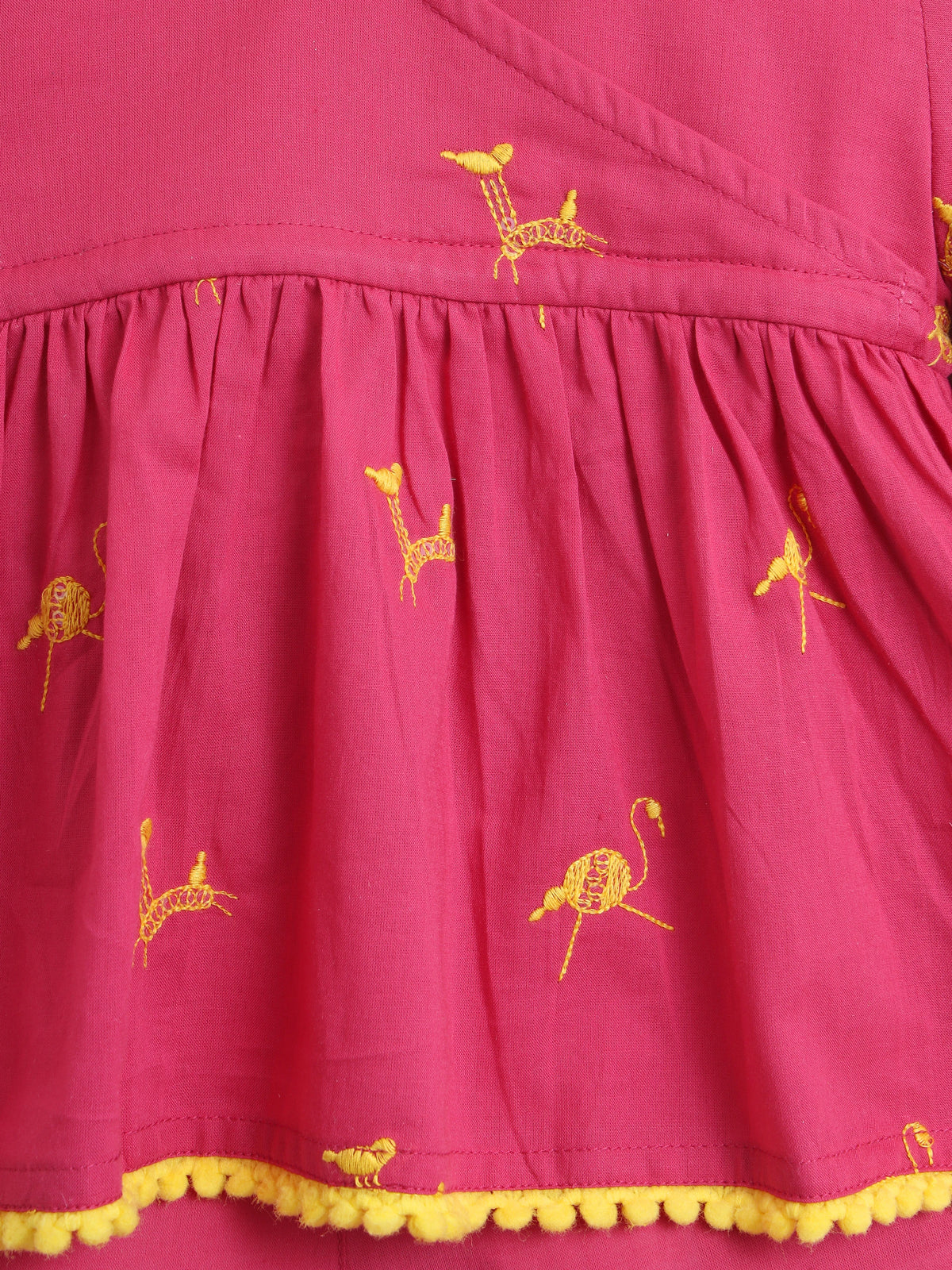 Pink Flamingo Embroidered Top & Pant Set