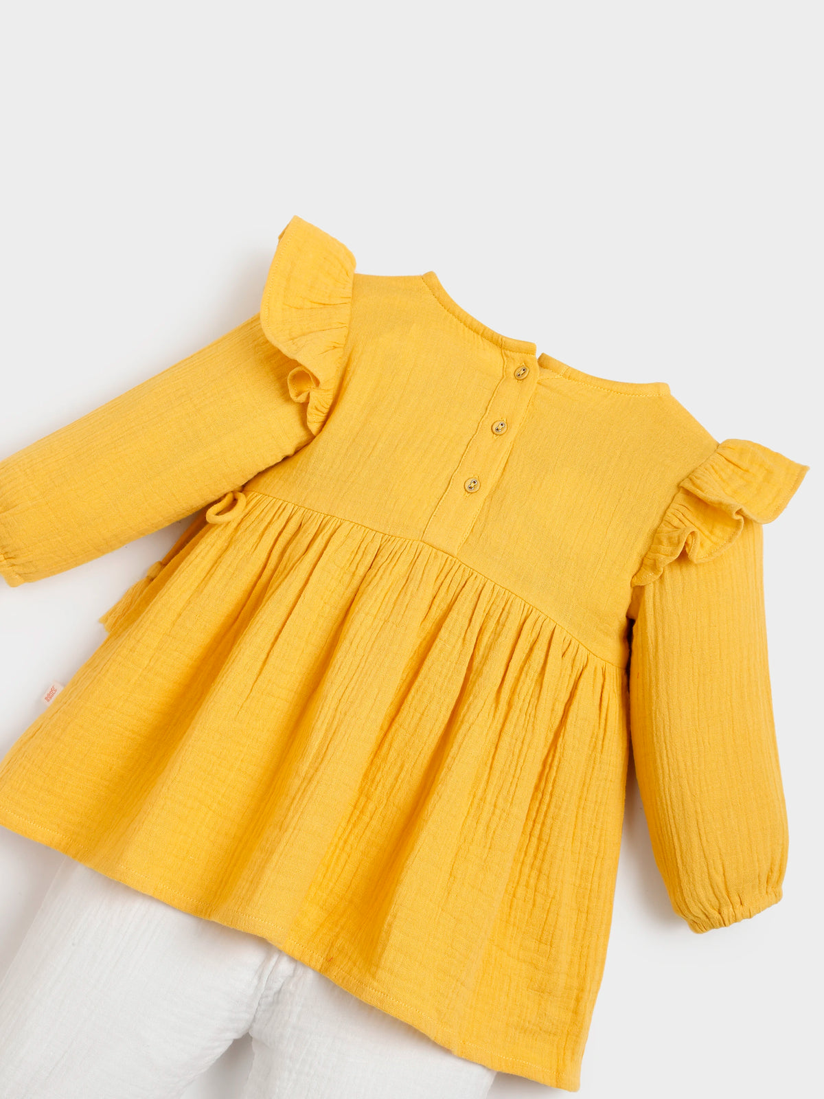 Yellow Embroidered Wrap Top Pant Set