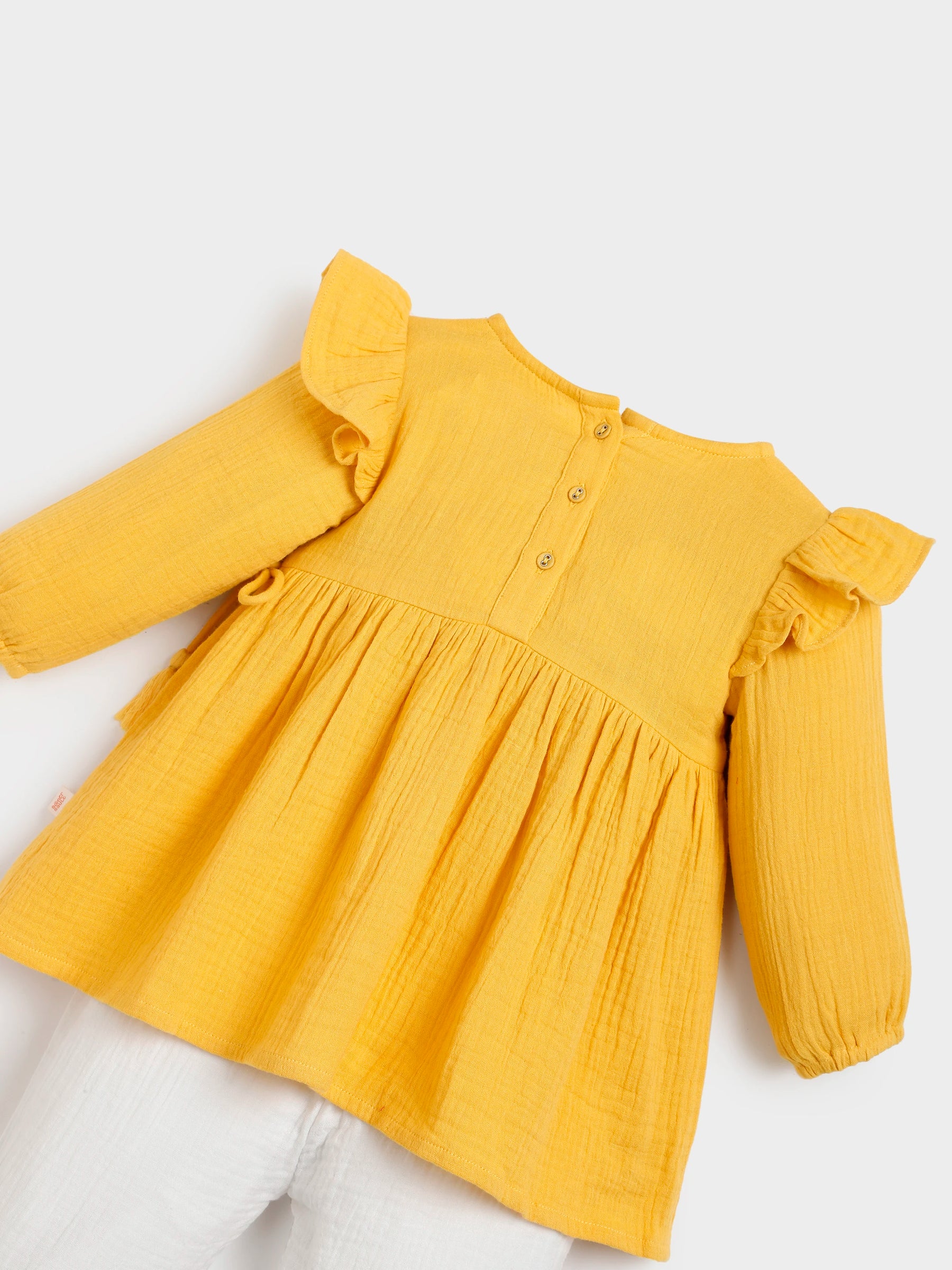 Yellow Embroidered Wrap Top Pant Set