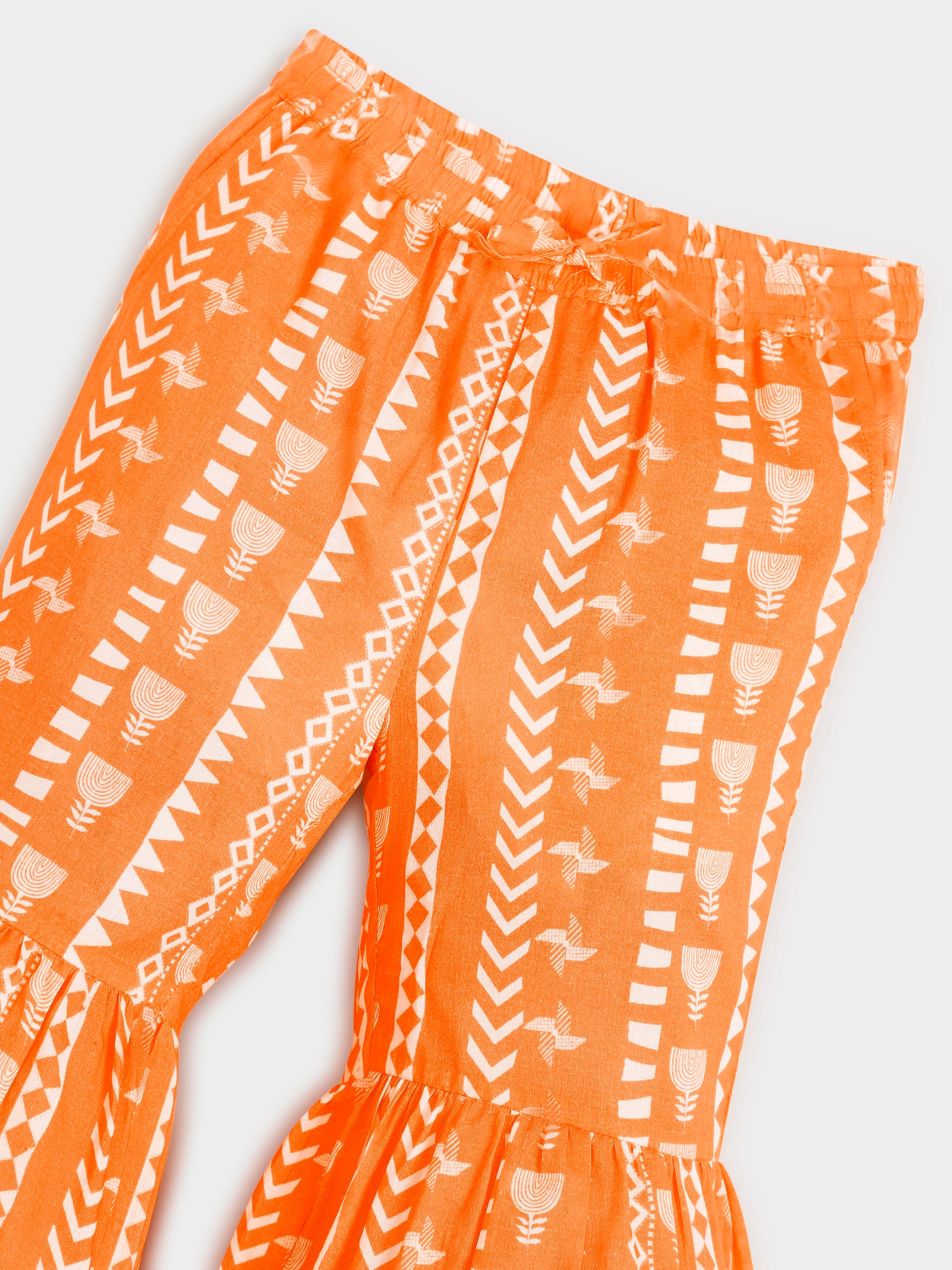 Orange Printed Sharara Set with Dupatta