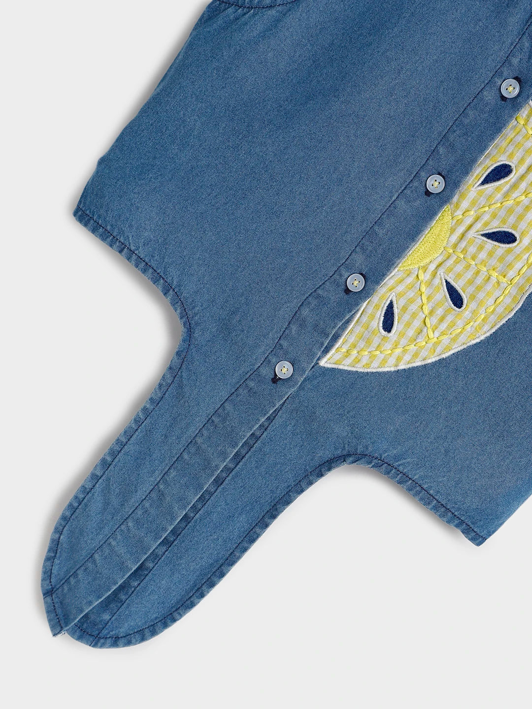 Denim Sleeveless Tie-Up Top with Lemon AppliquÃƒÂ©