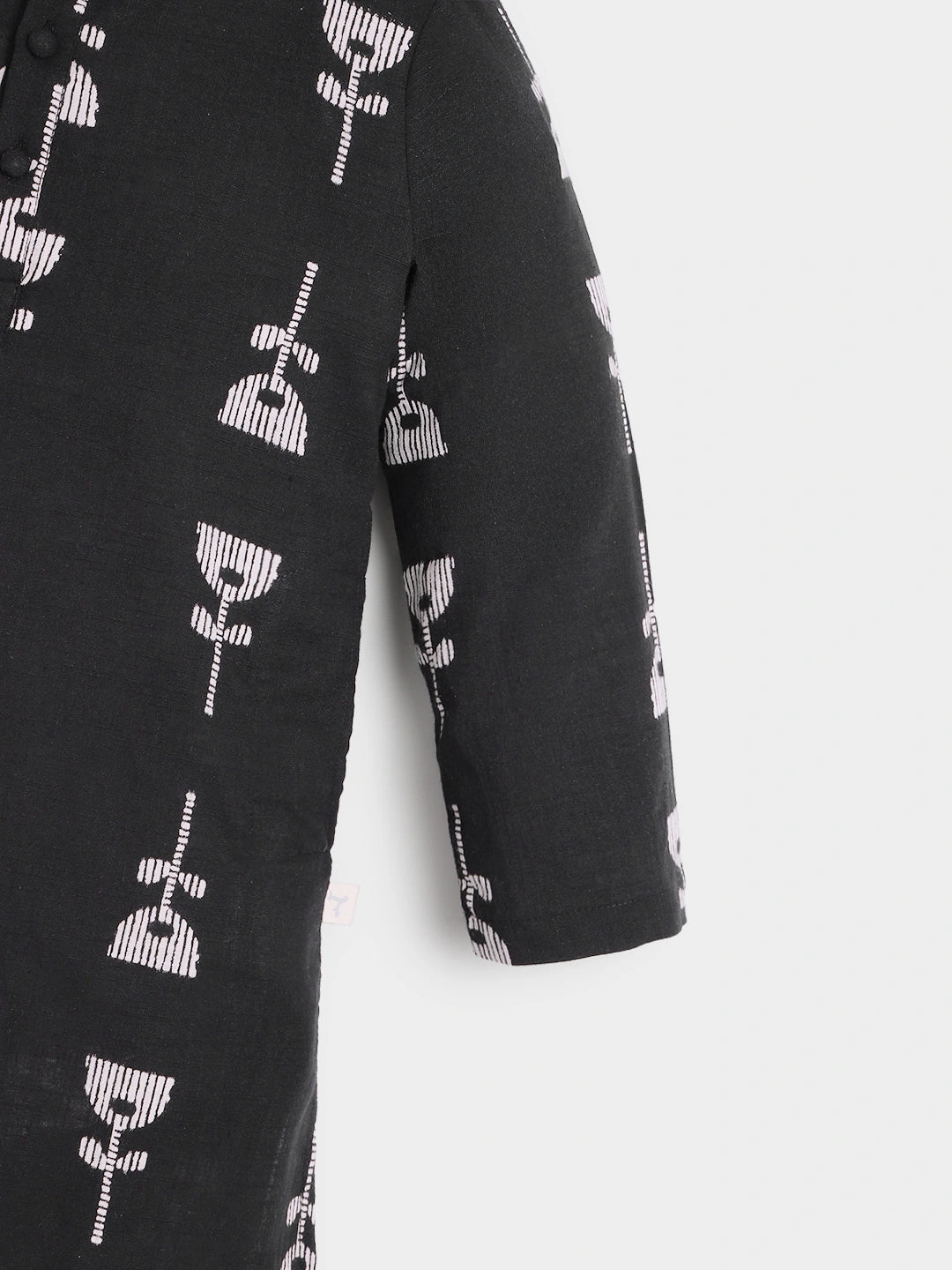 Black Printed Kurta Pajama Set