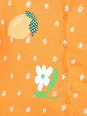 Zesty Orange Printed Sleepsuit